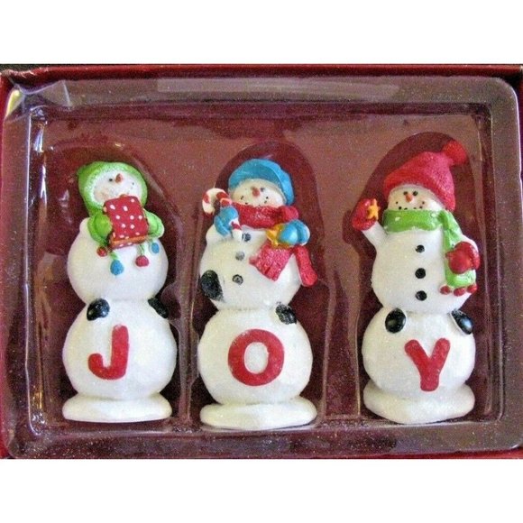 St Nicholas Square Snowman Figurines Block Set JOY - Picture 2 of 6